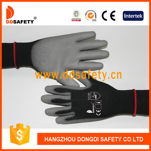 Black nylon with grey PU glove Black nylon with grey PU glove